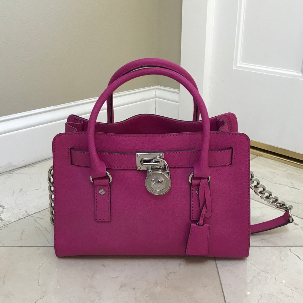 Michael Kors Hamilton Pink East West Satchel $298